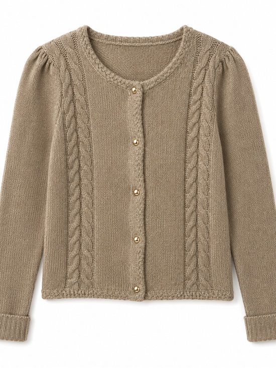 Joie Sweaters - Joie Classic Cable Knit Button-Front Sweater Cardigan - Taupe